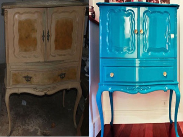 Antes e depois laqueação com palhinha – Daisy Decorações